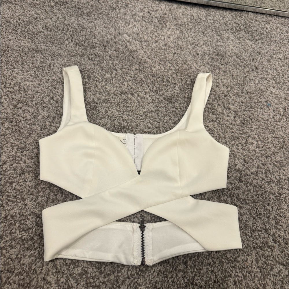 White cut out crop top going out top